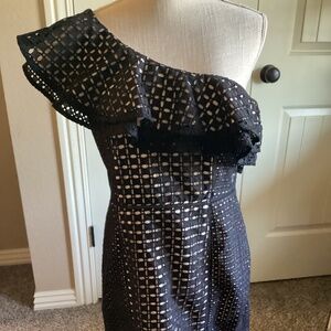 ✨ J.Crew One-Shoulder Black Eyelet Party Dress - NWT, Size 6 ✨